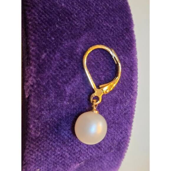 14K Gold & Pearl Drop Earrings 1" 2.64g - Picture 5 of 12